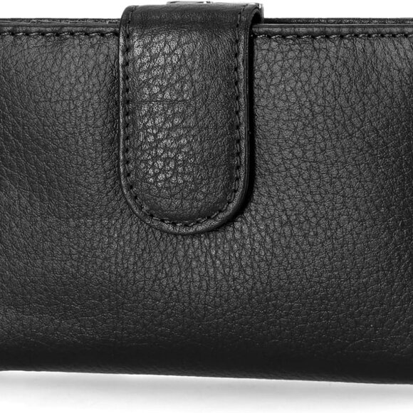 Leather Wallet Womens Small Credit Card Organizer Coin Purse Snap Closure - Picture 1 of 3